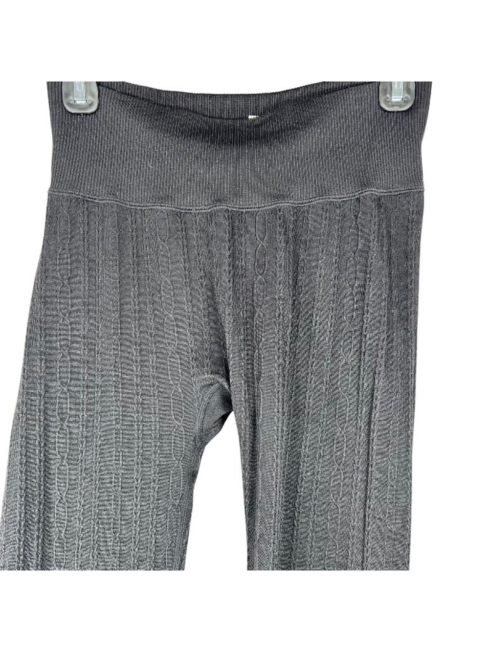 Alo Seamless High Waist Leggings Black Ribbed Textured Yoga Workout M Cable Knit